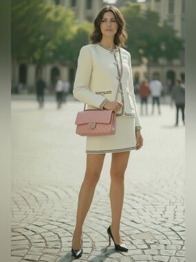 Vintage CHANEL medium double flap classic pink caviar leather bag